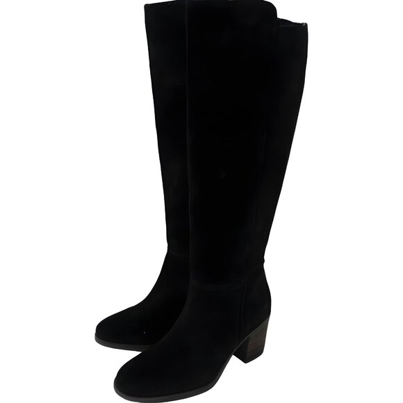 Lucky Brand Women's Black Suede Wide-Calf Boots 7.5M - Fast Shipping - Picture 2 of 6
